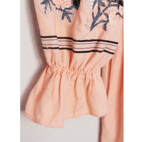 Free People Fleur Du Jour Off-The-Shoulder Pink Floral Embroidered Dress S $148 - Picture 12 of 15